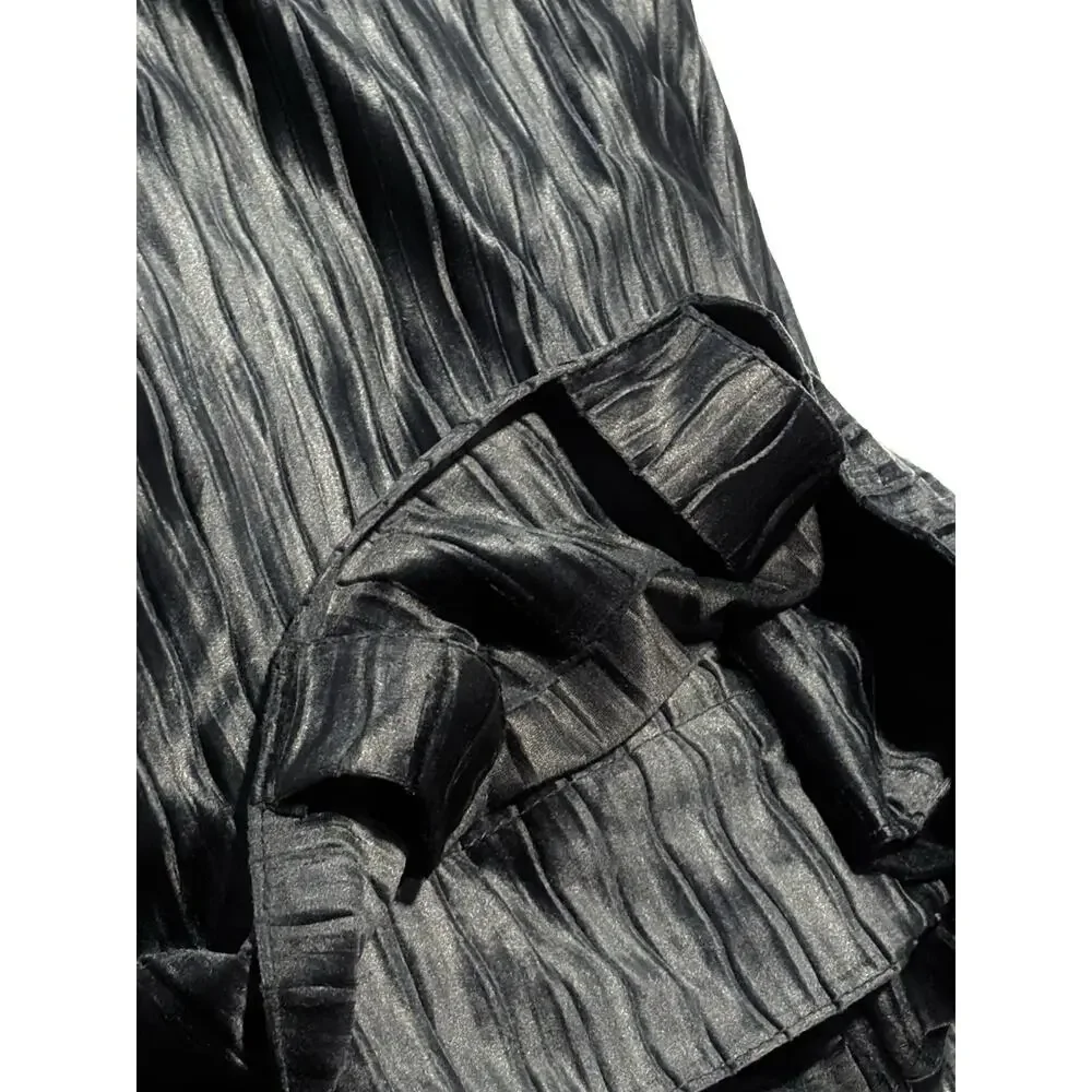 Christian Lacroix Window Curtains Panels Drapes Black Velvet Textured 37 x 96”